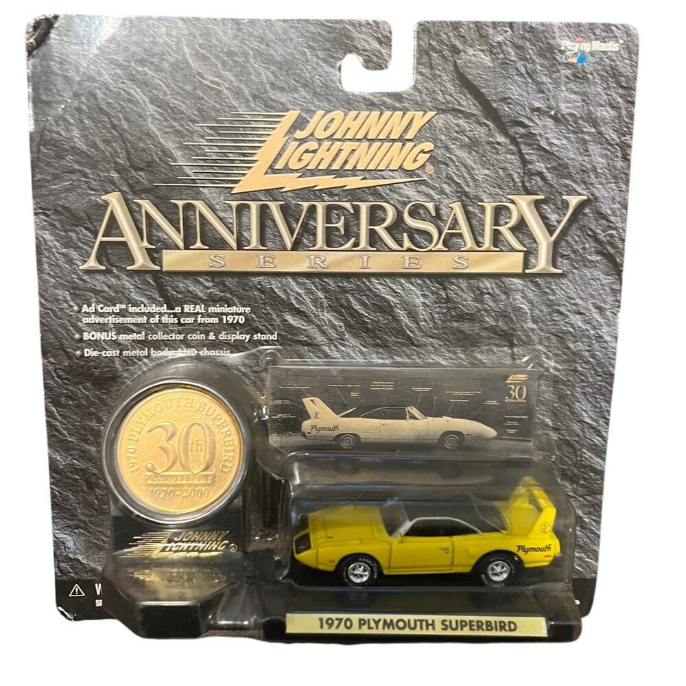 Johnny Lightning Anniversary 1970 Plymouth Superbird  Diecast Car Coin Stand